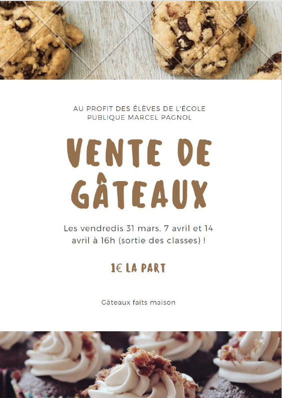 Affiche vente gateaux